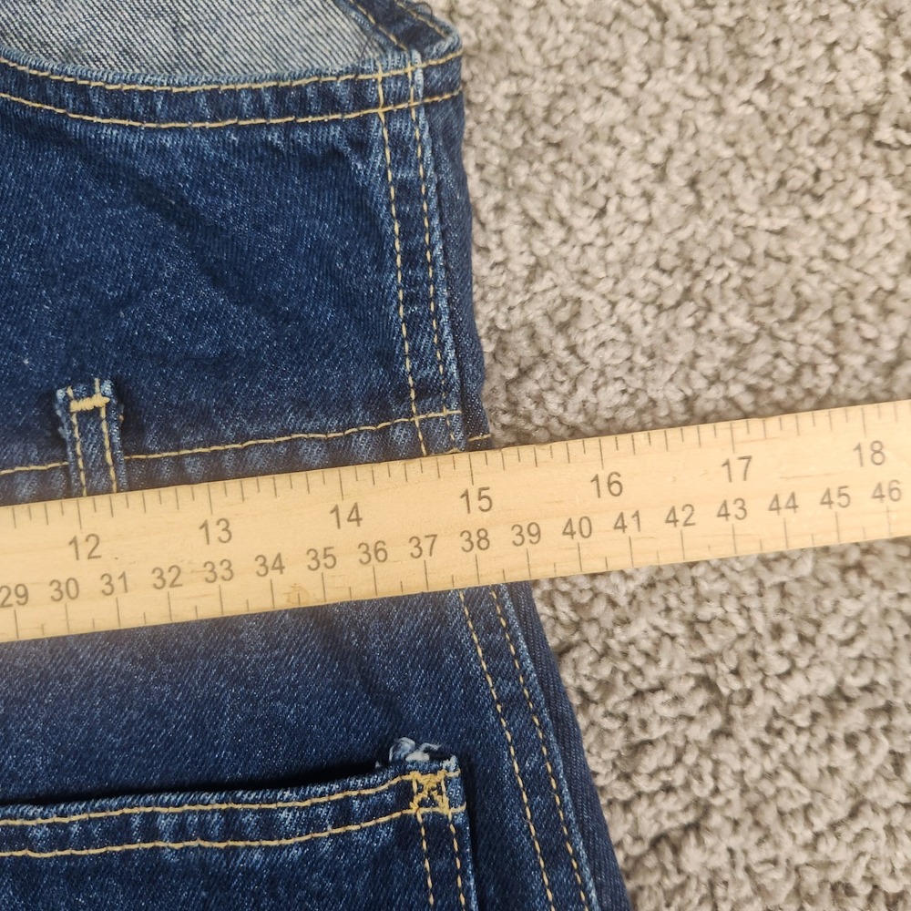 VTG Lee Denim Overall Dress Sz Medium 7/8 Dark Wash Button Front Bib USA 70s 80s - Picture 8 of 13
